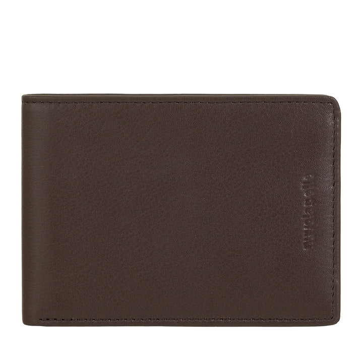 Portefeuille pour hommes Nuvola Pelle Compact Slim en cuir véritable - Porte-billets et 6 poches fendues pour cartes et documents