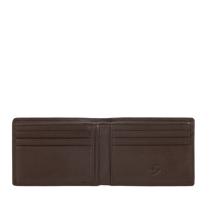 Portefeuille pour hommes Nuvola Pelle Compact Slim en cuir véritable - Porte-billets et 6 poches fendues pour cartes et documents