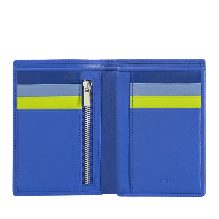 DUDU Portefeuille RFID homme en cuir multicolore avec zip