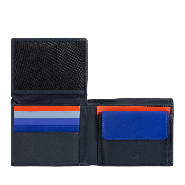 DUDU Men's Classic RFID Multicolor Leather Wallet Signed