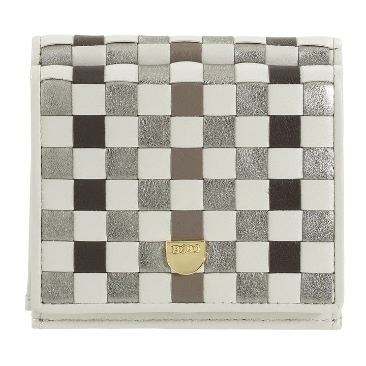 DUDU Cartera para Hombre y Mujer en Piel Auténtica Tejida Multicolor - Cartera Compacta con Tarjetero, Monedero, Billetes y Cierre con Botón