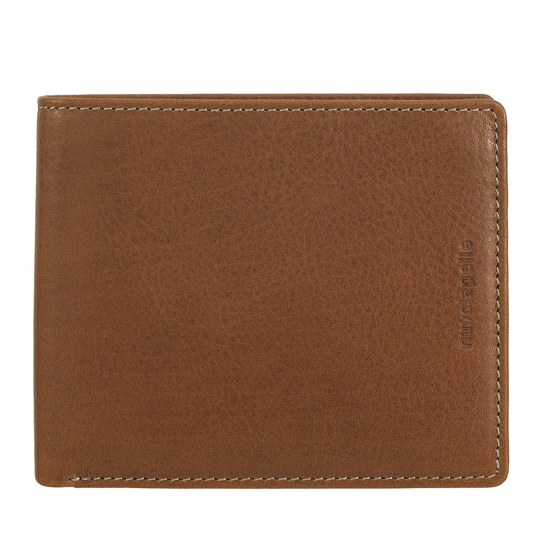 Nuvola Pelle Cartera de hombre de piel con monedero - Elegante cartera clásica con compartimentos para tarjetas, bolsillo de malla y doble compartimento para billetes