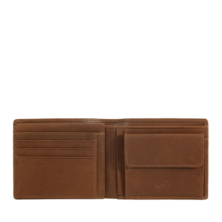 Nuvola Pelle Cartera de hombre de piel con monedero - Elegante cartera clásica con compartimentos para tarjetas, bolsillo de malla y doble compartimento para billetes