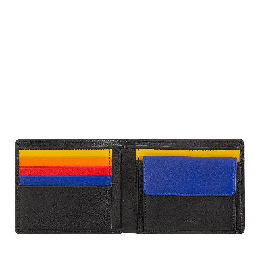 Dudu RFID Portefeuille en cuir masculin en nappa nappa coloré avec support et support de cartes