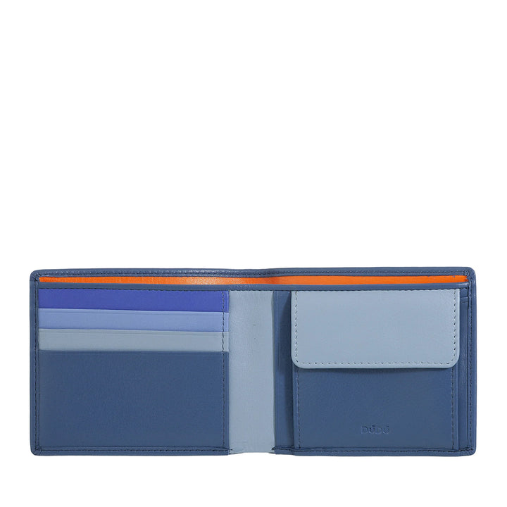 DUDU Cartera Hombre Slim en Piel con Protección RFID Tarjetero con Monedero Carteras Coloridas