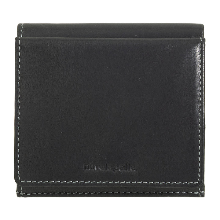 Nuvola Pelle Portafoglio Uomo Pelle con Portamonete a Pozzetto – Portafoglio Compatto in Vera Pelle con Porta Carte, Banconote e Bottone di Chiusura – Design Classico e Funzionale