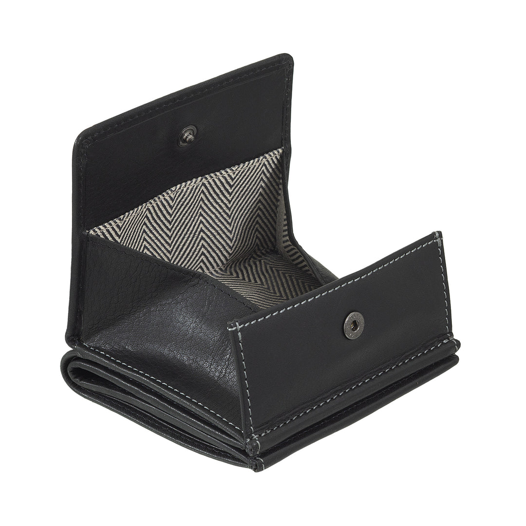 Nuvola Pelle Portafoglio Uomo Pelle con Portamonete a Pozzetto – Portafoglio Compatto in Vera Pelle con Porta Carte, Banconote e Bottone di Chiusura – Design Classico e Funzionale