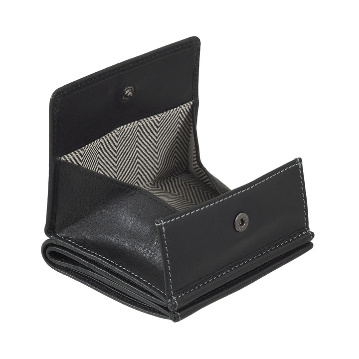 Nuvola Pelle Portafoglio Uomo Pelle con Portamonete a Pozzetto – Portafoglio Compatto in Vera Pelle con Porta Carte, Banconote e Bottone di Chiusura – Design Classico e Funzionale