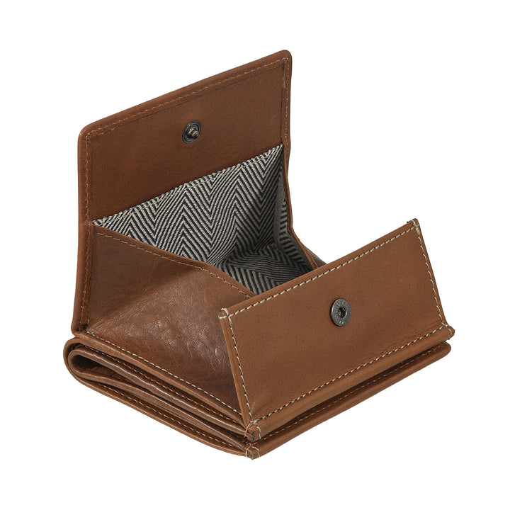 Nuvola Pelle Herren-Geldbörse aus Leder mit Münzfach – Kompakte Geldbörse aus echtem Leder mit Kartenhalter, Geldscheinen und Verschlussknopf – klassisches und funktionales Design
