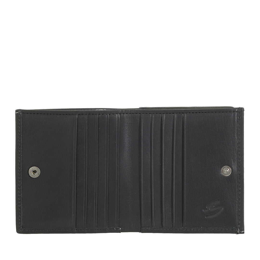 Nuvola Pelle Portafoglio Uomo Pelle con Portamonete a Pozzetto – Portafoglio Compatto in Vera Pelle con Porta Carte, Banconote e Bottone di Chiusura – Design Classico e Funzionale