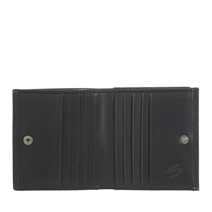 Nuvola Pelle Portafoglio Uomo Pelle con Portamonete a Pozzetto – Portafoglio Compatto in Vera Pelle con Porta Carte, Banconote e Bottone di Chiusura – Design Classico e Funzionale