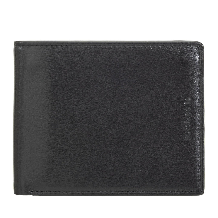 Nuvola Pelle Portafoglio Uomo Classico in Pelle con Portamonete, Portafogli in Vera Pelle Porta Carte di Credito, Porta Documenti e Banconote