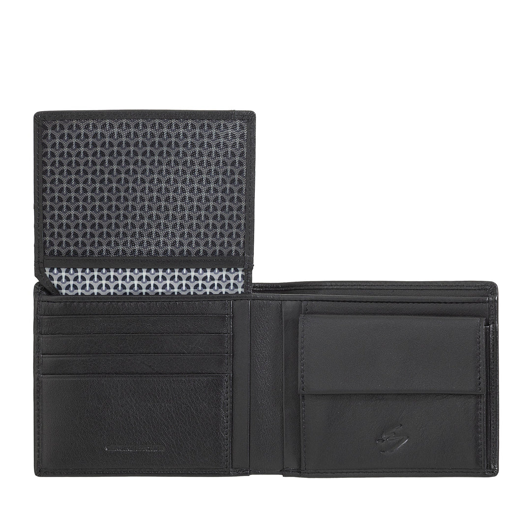 Nuvola Pelle Portafoglio Uomo Classico in Pelle con Portamonete, Portafogli in Vera Pelle Porta Carte di Credito, Porta Documenti e Banconote