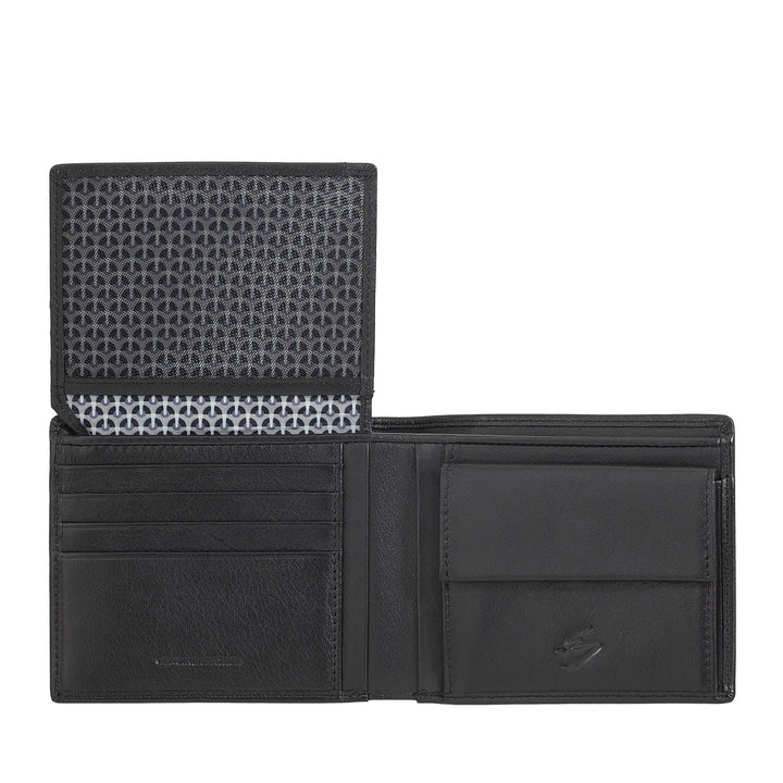 Nuvola Pelle Portafoglio Uomo Classico in Pelle con Portamonete, Portafogli in Vera Pelle Porta Carte di Credito, Porta Documenti e Banconote