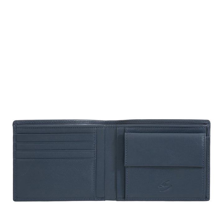 Portefeuille pour homme Nuvola Pelle Slim en cuir Nappa avec porte-monnaie, emplacements pour cartes de crédit et billets