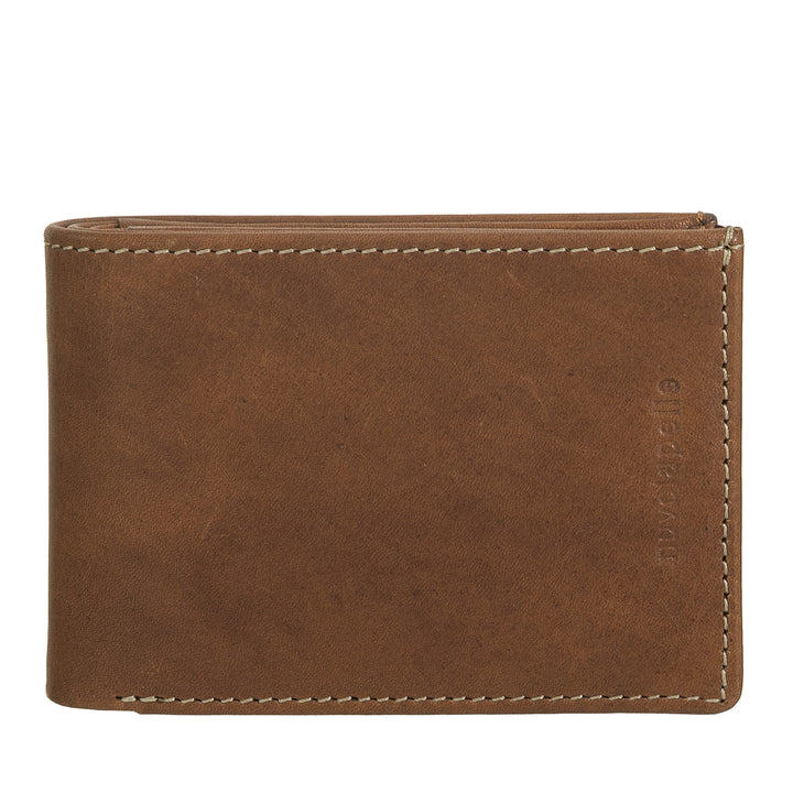 Nuvola Pelle Herren-Mini-Leder-Geldbörse mit Münzfach – kompakt und elegant, für Jackentasche, mit Kartenfächern, transparenten Fenstern und minimalistischem Design