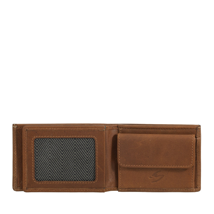 Nuvola Pelle Herren-Mini-Leder-Geldbörse mit Münzfach – kompakt und elegant, für Jackentasche, mit Kartenfächern, transparenten Fenstern und minimalistischem Design