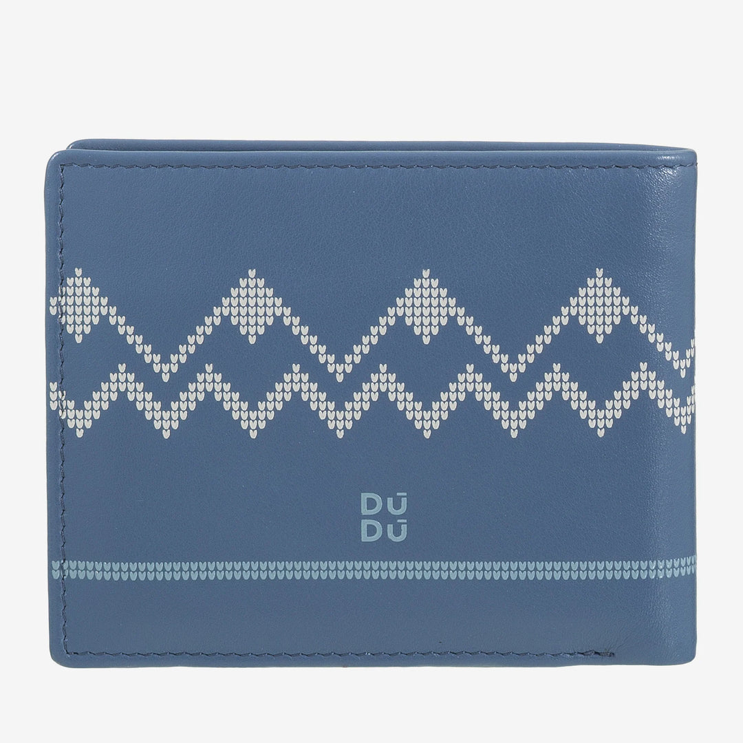 DUDU Cartera pequeña de piel para hombre Apres Ski - Monedero compacto, tarjetero y porta billetes, diseño invernal