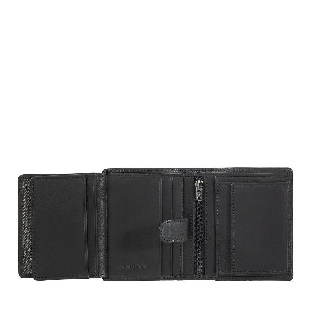 Nuvola Pelle Portafoglio Uomo in Pelle Piccolo con Portamonete – Portafoglio Compatto in Vera Pelle con Scomparti per Carte, Banconote, Zip Interna e Monete