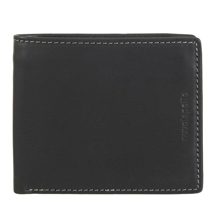 Nuvola Pelle Petit Portefeuille en Cuir pour Homme avec Porte-Monnaie - Portefeuille Compact en Cuir Véritable avec Compartiments pour Cartes et Billets, Fermeture Éclair Interne