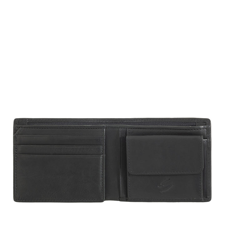 Nuvola Pelle Petit Portefeuille en Cuir pour Homme avec Porte-Monnaie - Portefeuille Compact en Cuir Véritable avec Compartiments pour Cartes et Billets, Fermeture Éclair Interne