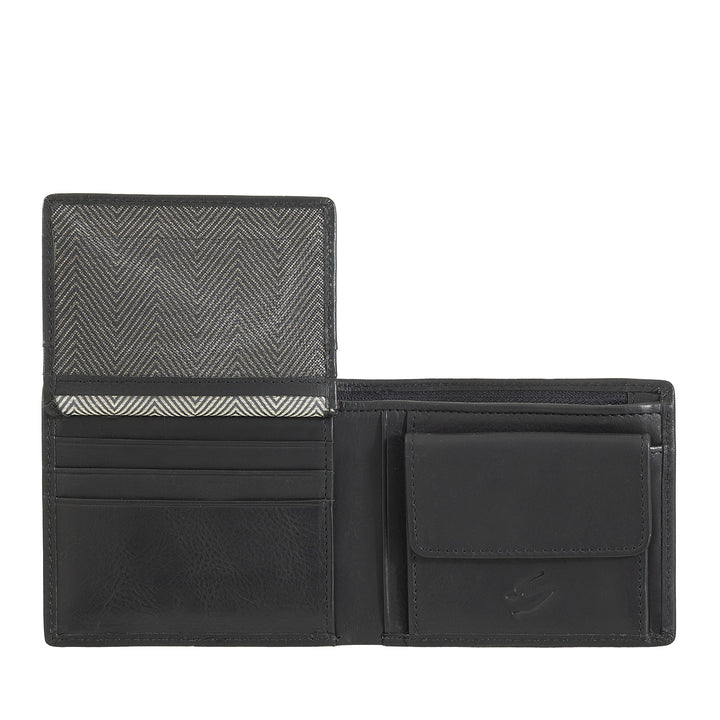 Nuvola Pelle Petit Portefeuille en Cuir pour Homme avec Porte-Monnaie - Portefeuille Compact en Cuir Véritable avec Compartiments pour Cartes et Billets, Fermeture Éclair Interne