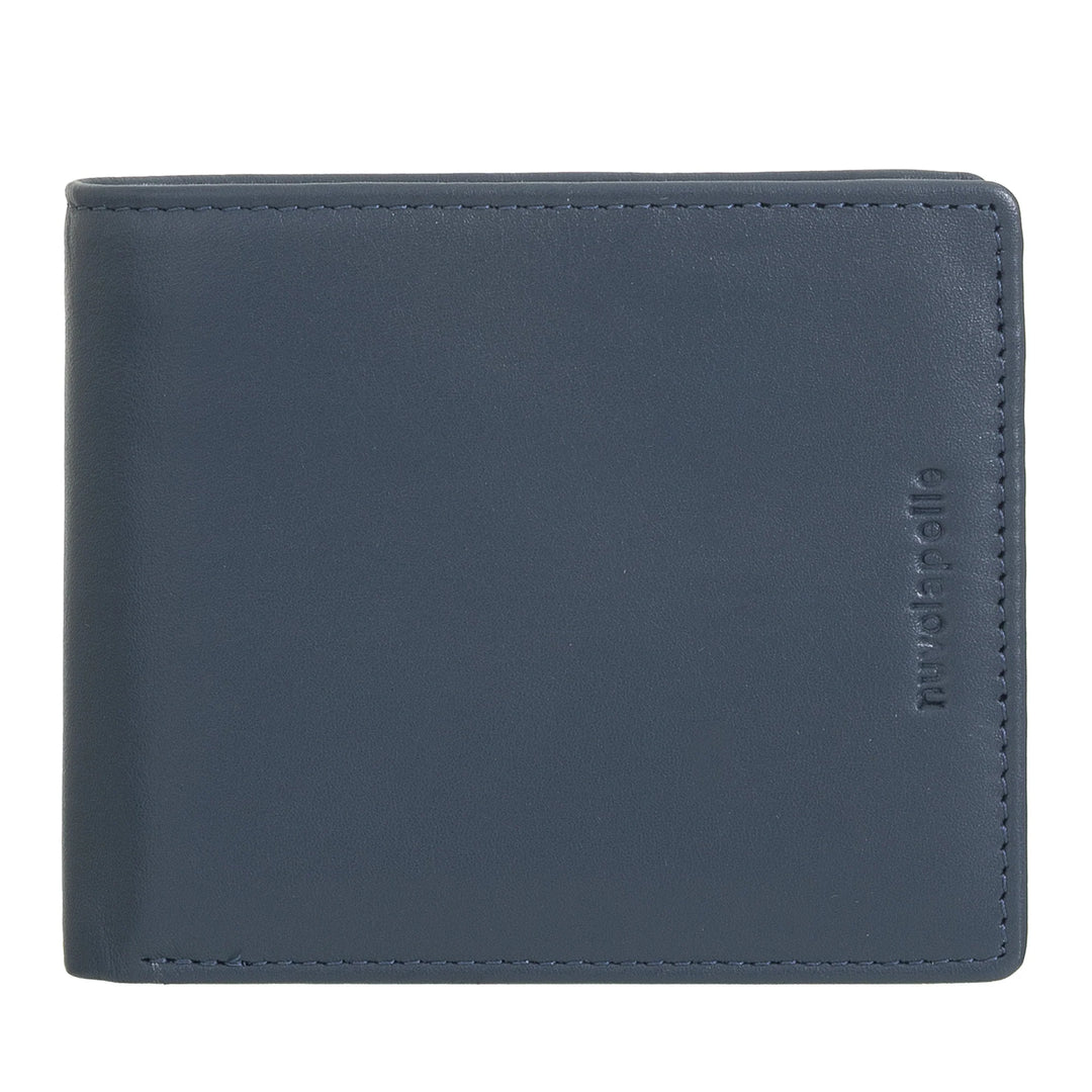 Nuvola Pelle Petit Portefeuille pour Homme en Cuir Nappa - Portefeuille avec Porte-Monnaie, Porte-Cartes, Billets, Fenêtre Transparente et Poche Intérieure avec Fermeture Éclair