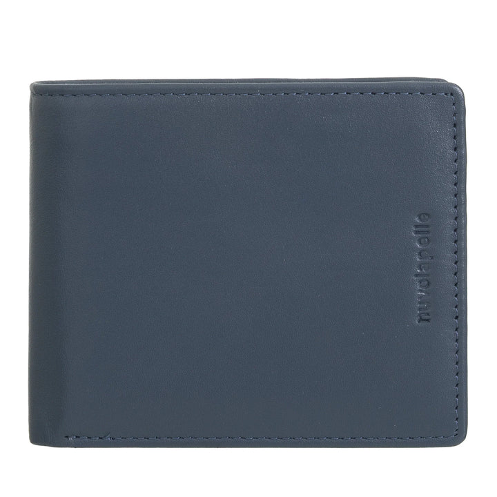 Nuvola Pelle Petit Portefeuille pour Homme en Cuir Nappa - Portefeuille avec Porte-Monnaie, Porte-Cartes, Billets, Fenêtre Transparente et Poche Intérieure avec Fermeture Éclair