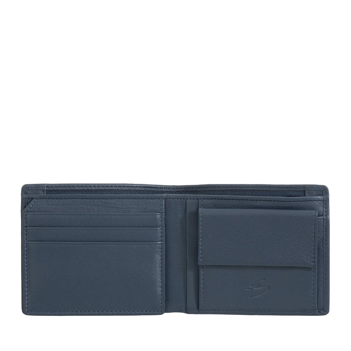 Nuvola Pelle Petit Portefeuille pour Homme en Cuir Nappa - Portefeuille avec Porte-Monnaie, Porte-Cartes, Billets, Fenêtre Transparente et Poche Intérieure avec Fermeture Éclair
