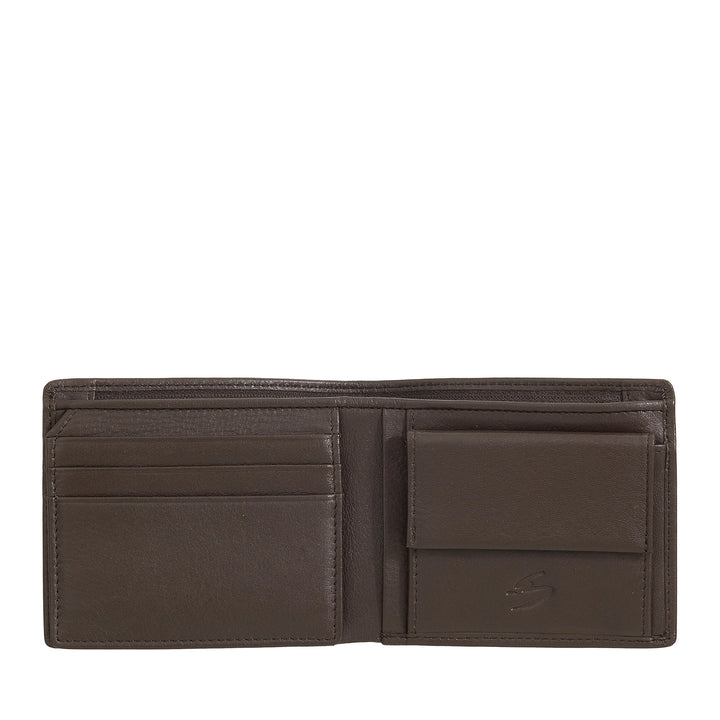 Nuvola Pelle Petit Portefeuille pour Homme en Cuir Nappa - Portefeuille avec Porte-Monnaie, Porte-Cartes, Billets, Fenêtre Transparente et Poche Intérieure avec Fermeture Éclair