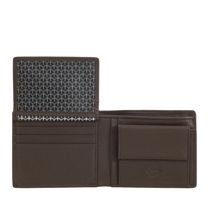 Nuvola Pelle Petit Portefeuille pour Homme en Cuir Nappa - Portefeuille avec Porte-Monnaie, Porte-Cartes, Billets, Fenêtre Transparente et Poche Intérieure avec Fermeture Éclair