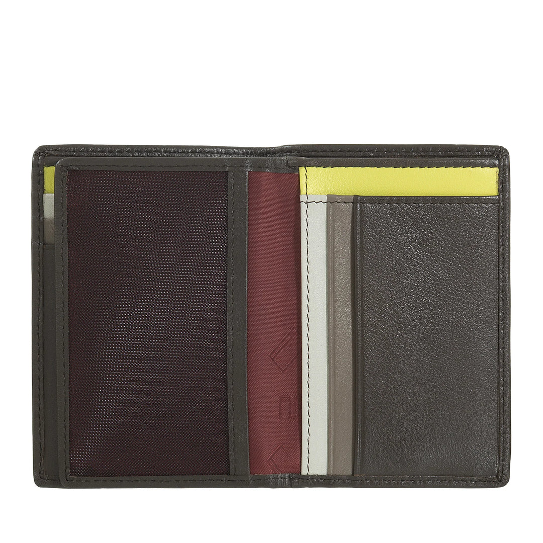 DUDU Herren-Geldbörse aus Leder mit RFID-Schutz, kleine Brieftasche mit zwei Fächern und Ausweisfenster, 9 Kreditkartenfächer, Geldscheinhalter