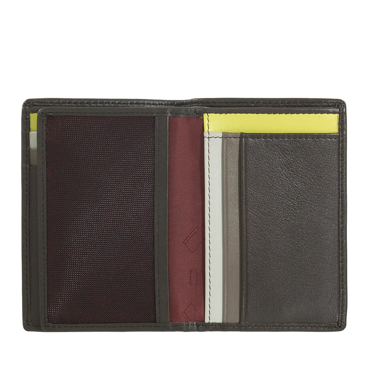 DUDU Herren-Geldbörse aus Leder mit RFID-Schutz, kleine Brieftasche mit zwei Fächern und Ausweisfenster, 9 Kreditkartenfächer, Geldscheinhalter
