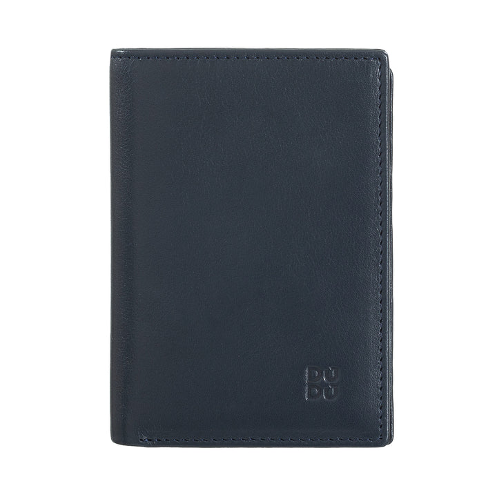 DUDUDU Monedero RFID Bloqueo de Cuero para Hombres, Monedero Pequeño Bolsillo Bifold con Ventana ID, 9 Portatarjetas de Crédito, Porta Billeteras