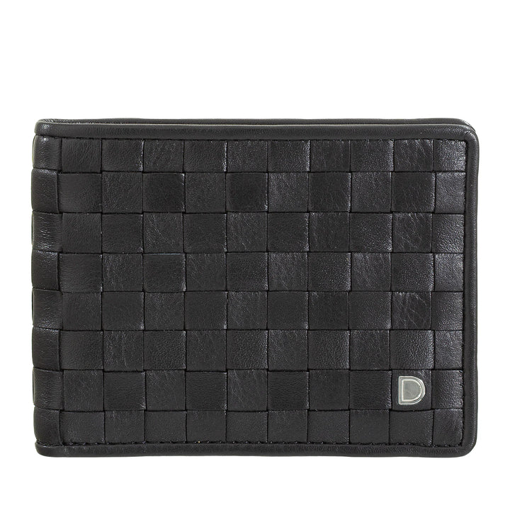 DUDU Cartera para Hombre en Piel Auténtica Tejida, Tarjetero y Billetero, Cartera Compacta y Delgada, Elegante Cartera de Piel Plegable