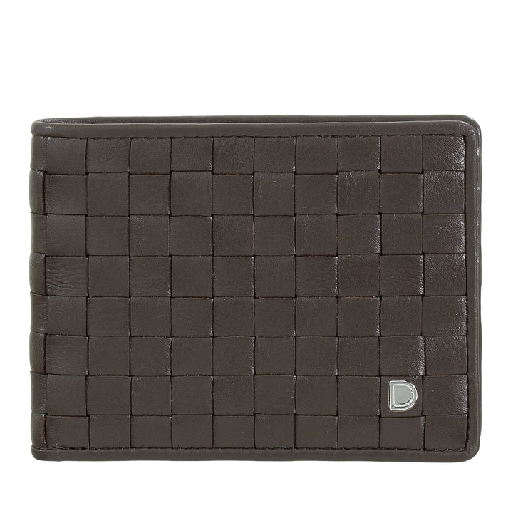 DUDU Cartera para Hombre en Piel Auténtica Tejida, Tarjetero y Billetero, Cartera Compacta y Delgada, Elegante Cartera de Piel Plegable