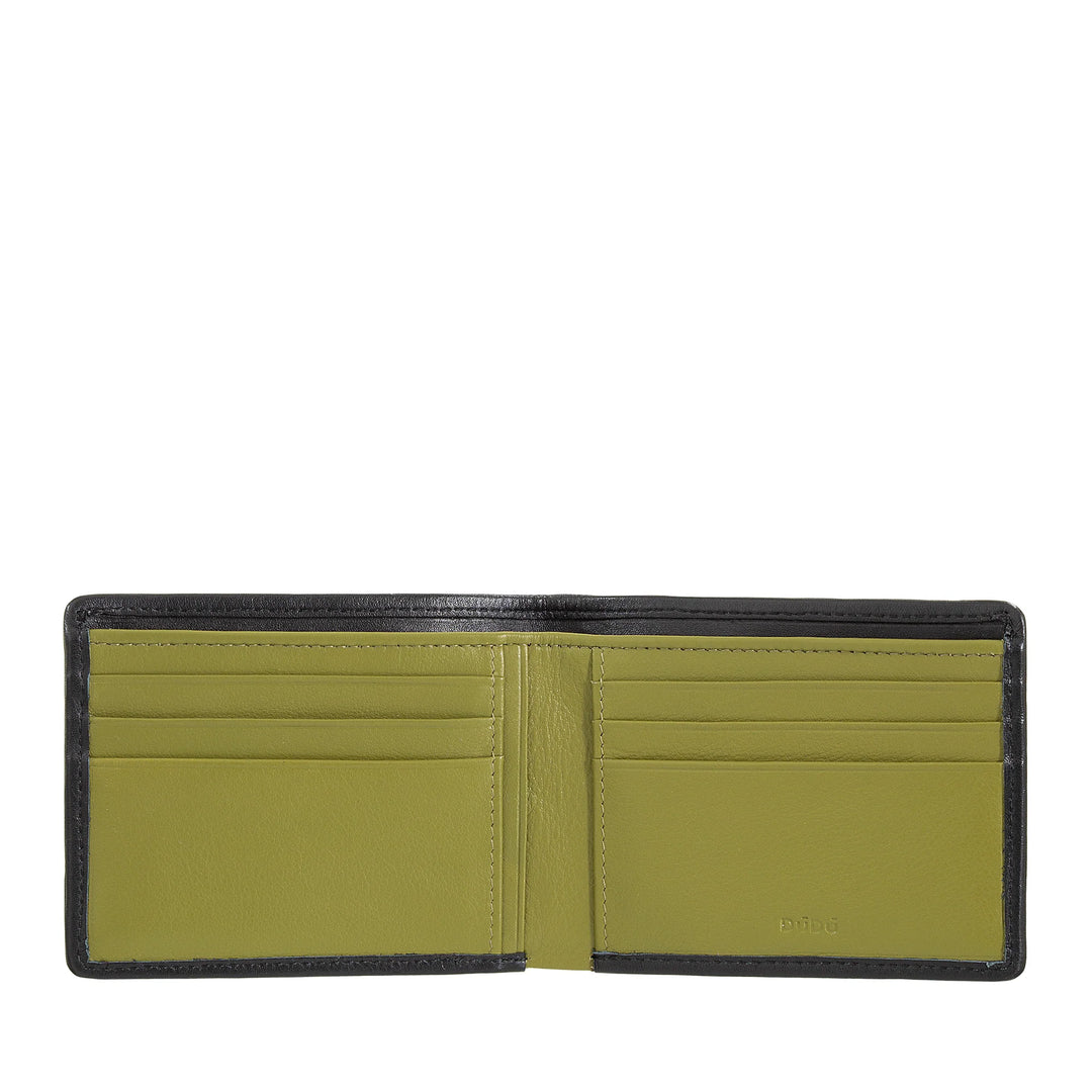 DUDU Cartera para Hombre en Piel Auténtica Tejida, Tarjetero y Billetero, Cartera Compacta y Delgada, Elegante Cartera de Piel Plegable