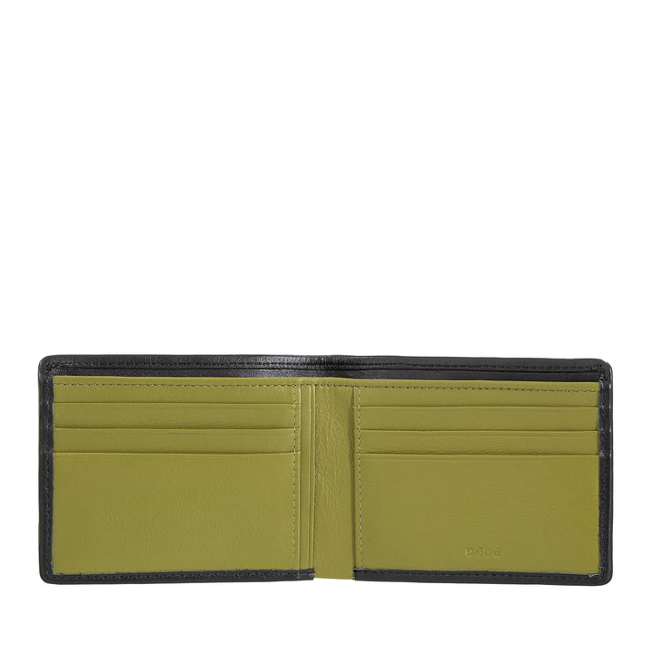 DUDU Cartera para Hombre en Piel Auténtica Tejida, Tarjetero y Billetero, Cartera Compacta y Delgada, Elegante Cartera de Piel Plegable