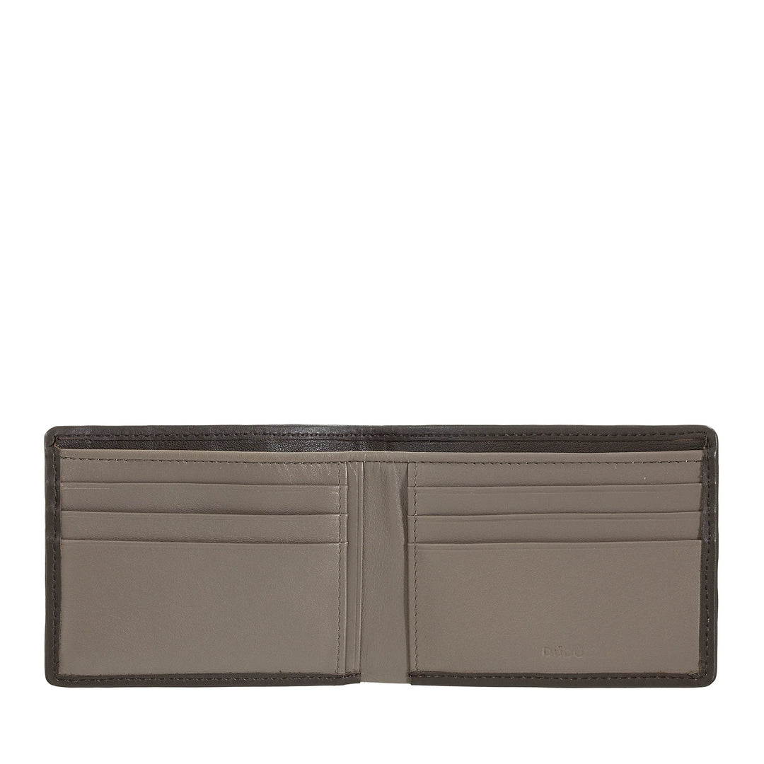 DUDU Cartera para Hombre en Piel Auténtica Tejida, Tarjetero y Billetero, Cartera Compacta y Delgada, Elegante Cartera de Piel Plegable