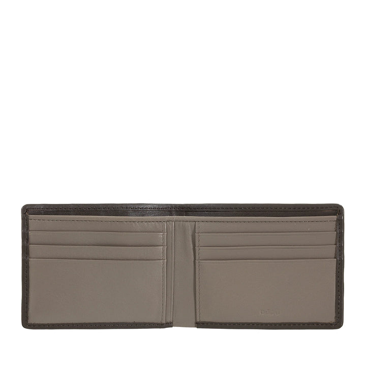 DUDU Cartera para Hombre en Piel Auténtica Tejida, Tarjetero y Billetero, Cartera Compacta y Delgada, Elegante Cartera de Piel Plegable