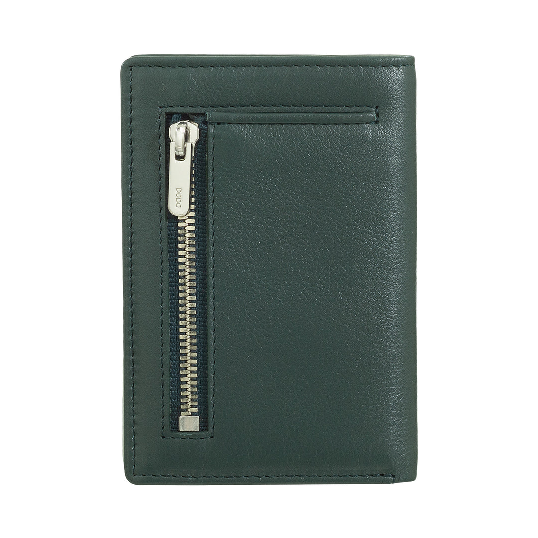 DUDU Cartera pequeña de piel para hombre, cartera compacta y delgada con tarjetero, tarjetero para billetes, monedero con cremallera, con protección RFID
