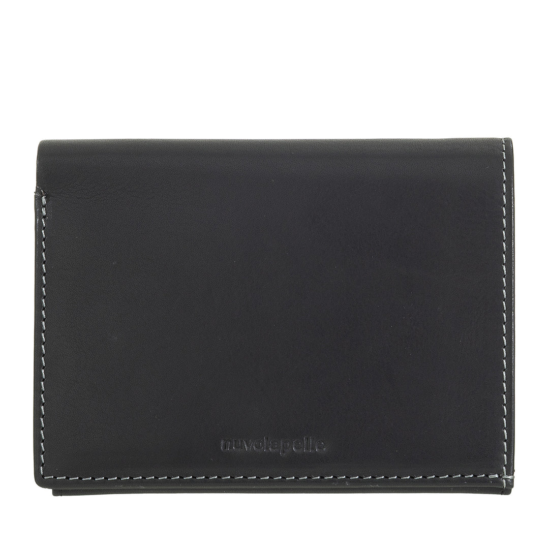 Nuvola Pelle Portafoglio Uomo Verticale in Pelle – Elegante Portafogli Bifold con Portamonete, Chiusura Interna a Linguetta, Scomparti Carte Tessere e Tasca Zip