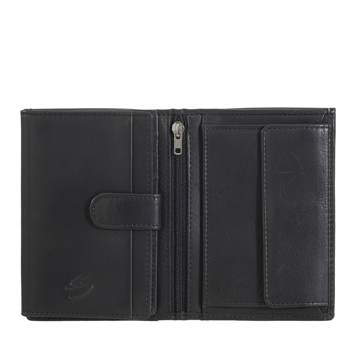 Nuvola Pelle Portafoglio Uomo Verticale in Pelle – Elegante Portafogli Bifold con Portamonete, Chiusura Interna a Linguetta, Scomparti Carte Tessere e Tasca Zip
