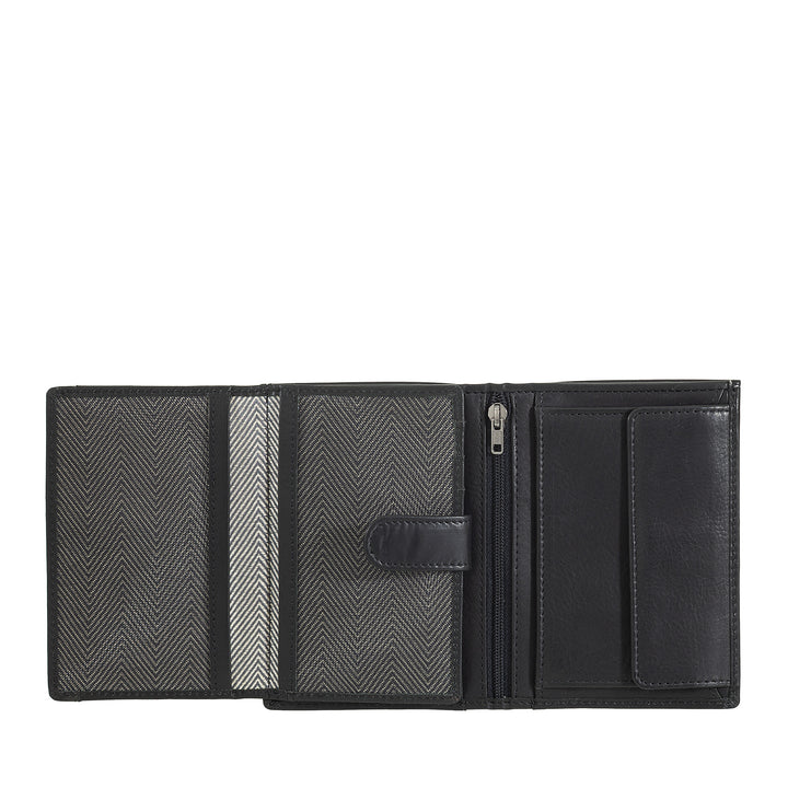 Nuvola Pelle Portafoglio Uomo Verticale in Pelle – Elegante Portafogli Bifold con Portamonete, Chiusura Interna a Linguetta, Scomparti Carte Tessere e Tasca Zip