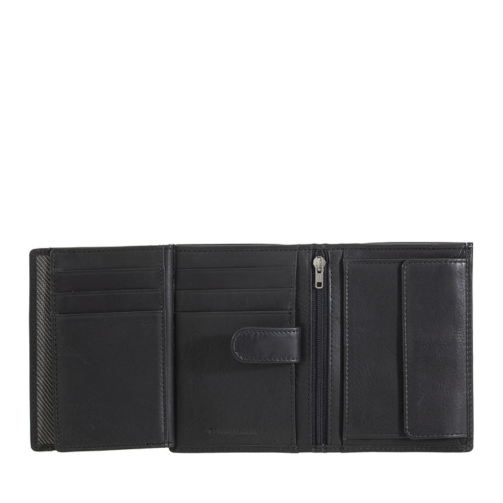 Nuvola Pelle Portafoglio Uomo Verticale in Pelle – Elegante Portafogli Bifold con Portamonete, Chiusura Interna a Linguetta, Scomparti Carte Tessere e Tasca Zip