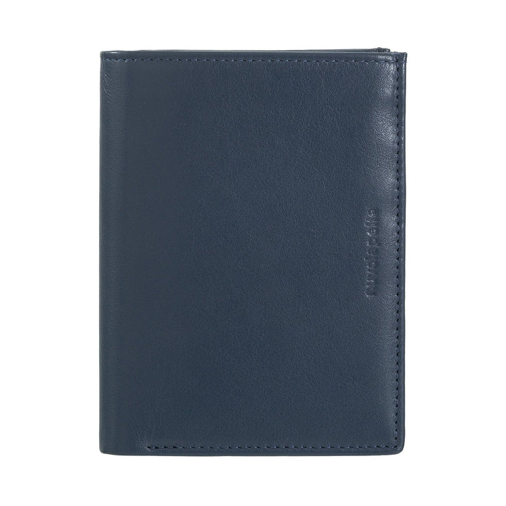 Cartera Vertical para Hombre Nuvola Pelle en Piel Napa - Cartera con Monedero, Ranura para Tarjetas y Bolsillos Transparentes