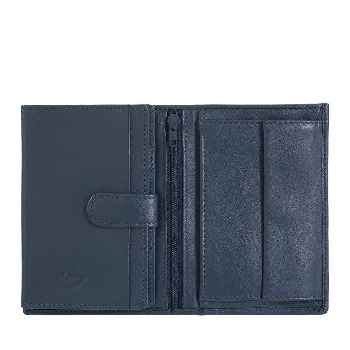 Cartera Vertical para Hombre Nuvola Pelle en Piel Napa - Cartera con Monedero, Ranura para Tarjetas y Bolsillos Transparentes