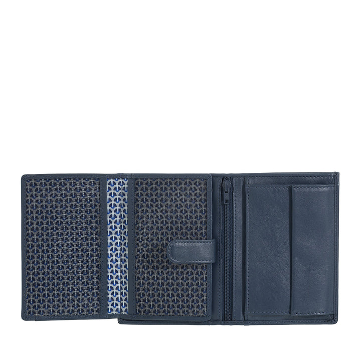 Cartera Vertical para Hombre Nuvola Pelle en Piel Napa - Cartera con Monedero, Ranura para Tarjetas y Bolsillos Transparentes