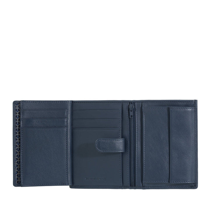 Cartera Vertical para Hombre Nuvola Pelle en Piel Napa - Cartera con Monedero, Ranura para Tarjetas y Bolsillos Transparentes