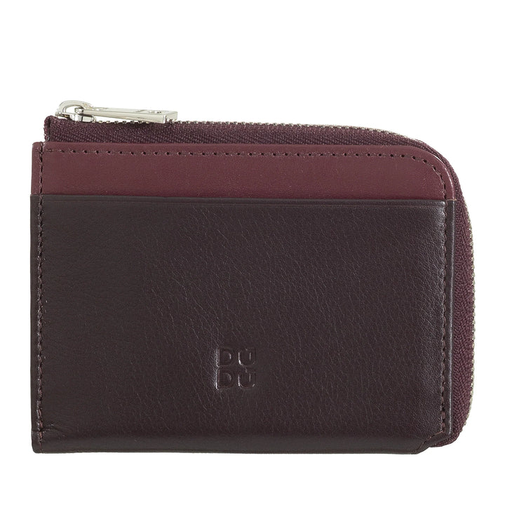 DUDU Cartera pequeña para hombre con cremallera, cartera RFID de piel colorida, tarjetero, diseño de bolsillo compacto